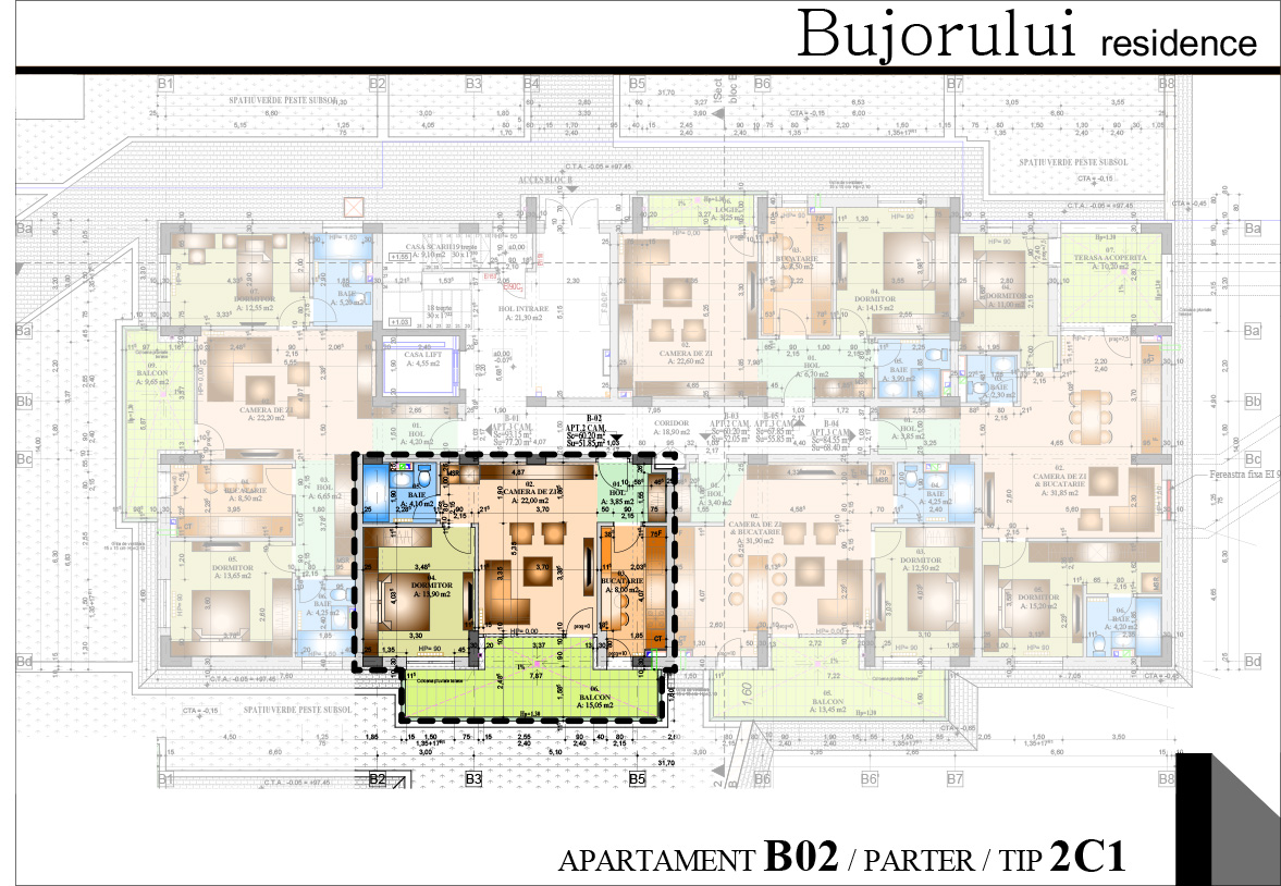 Parter - Bloc B - Tip 2C1 - Bujorului Residence Craiova